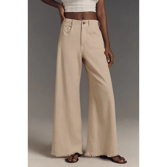 Pilcro Pants - The Adi Linen Mid-Rise Flare Pants by Pilcro 29